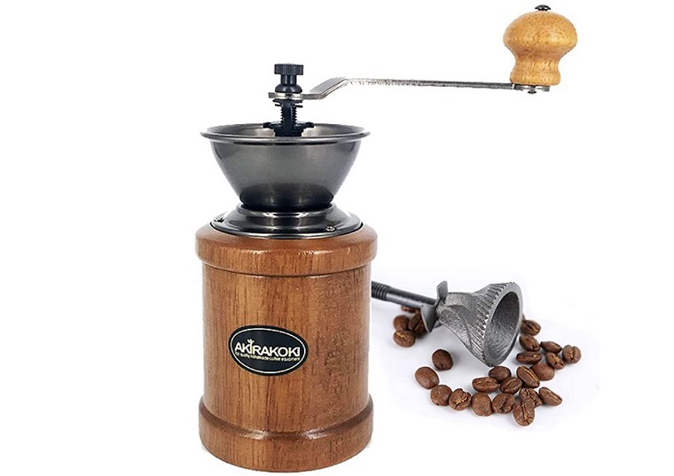 AKIRAKOKI Manual Coffee Grinder Wooden Coffee Bean Mill